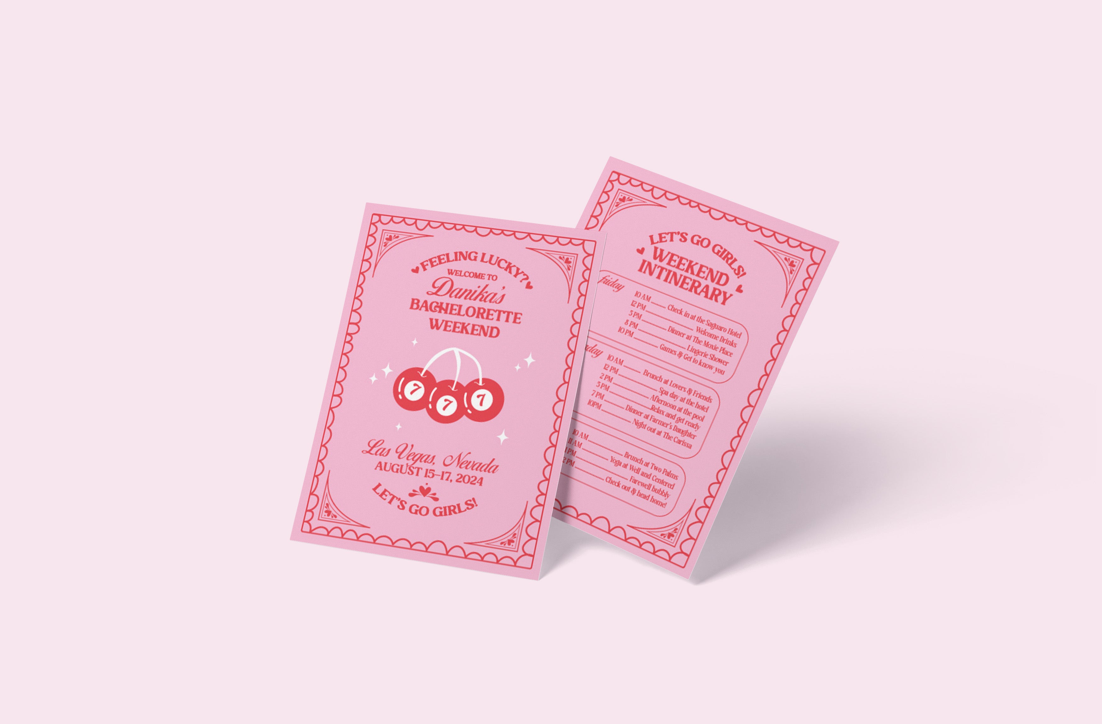 pink and red las vegas themed invitation