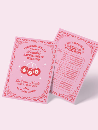 pink and red las vegas themed invitation