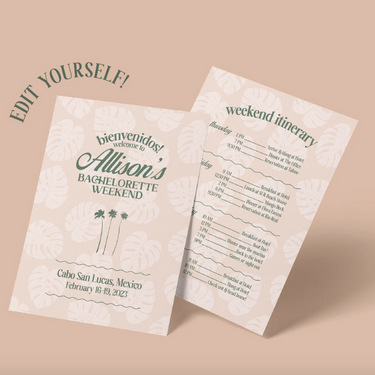 Neutral Tropical Bachelorette Party Digital Invite & Itinerary Template